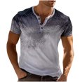 thumbnail image 2 of Jinhomg Mens Casual Henley Shirts 2025 Fashion Gradient Color Work T-Shirt Lightweight Comfy Short Sleeve Button Tees Spring Summer Everyday Tops Holiday Gray M, 2 of 9