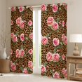 thumbnail image 2 of Manfei Romantic Pink Rose Blackout Curtains Set of 2 (52x84 Each) for Female, Leopard Cheetah Print Window Curtains, Vintage Fashion Curtains and Drapes, Window Curtains Bedroom Decor, 2 of 6