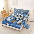 thumbnail image 2 of spefrowx Wood Nautical Lifebuoy Queen Sheets for Adults, Blue Ocean Starfish Scallop Queen Sheet Sets, 4-Piece, 1 Flat Sheet, 1 Fitted Sheet and 2 Pillowcases, 2 of 5