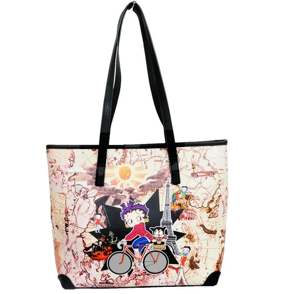 Betty Boop Travels the World Bicycle Shoulder Handbag Tote Purse