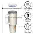 thumbnail image 4 of 40oz Tumbler with Handle and Straw, Vacuum Insulated Stainless Steel Travel Mug, Fits Car Cup Holder, Daisy Floral Print, 4 of 6
