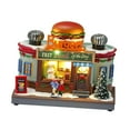 thumbnail image 3 of Estatua de pueblo navideño, regalo de , adorno navideño giratorio con iluminación superior, figura de comida rápida para escritorio y encimera. Forma de hamburguesa, 3 of 9