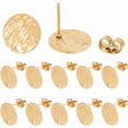 thumbnail image 1 of 10 piezas de aretes redondos planos texturizados chapados en oro de 18 quilates, accesorios de acero inoxidable para aretes, postes y cierres., 1 of 8