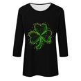 thumbnail image 4 of Meichang T-Shirt de la Saint-Patrick pour Femmes Manches 3/4 Hauts Graphiques Trèfle Col Rond Décontracté Irlandais Cadeau de la Saint-Patrick pour Femmes, 4 of 4