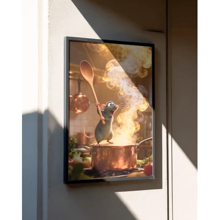 Remy Ratatouille Poster, Chef Mouse Wall Art, Kitchen And Dining Cinema Room Decor, Unframed Paper Poster 8x10in