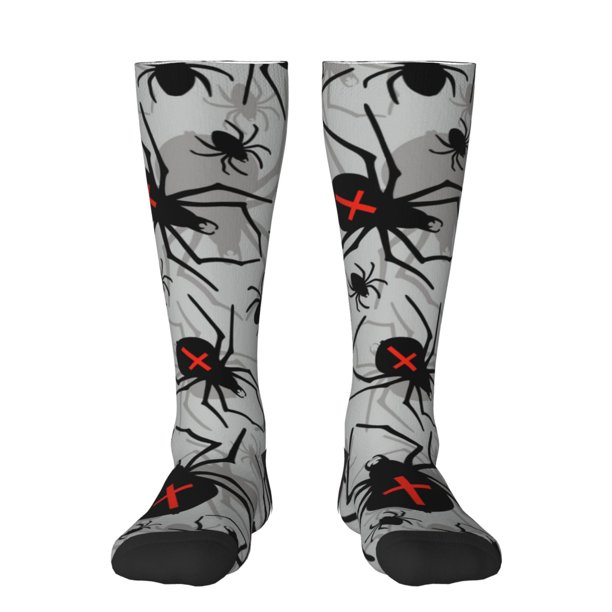 Fotbe Spiders Calcetas Divertidas Estampadas para Hombre y Mujer, Calcetas de Algodón hasta la Rodilla para Caminar, Correr, Enfermería y Embarazo