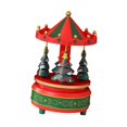 thumbnail image 4 of Carousel Music Box Rotating Christmas Tree Wind Up Mechanism Wooden Festive Holiday Tabletop Decor for Family, 4 of 9