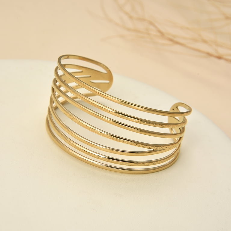 Gold Cuff Bracelet for Women,Chunky Multi-layer Cross Wire Gold Cuff Bracelet for Women,Chunky Multi-layer Cross Wire