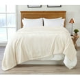 thumbnail image 2 of Great Bay Home Velvet Plush Fleece Reversible Sherpa Warm and Cozy Bed Blanket  (King, Winter White), 2 of 4