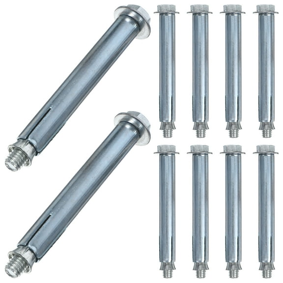 Worgeous  10 Pcs Ground Lock Screw Bolts Expansion Anchors Concrete Masonry Silver