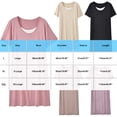 thumbnail image 3 of Women's Soft Short Sleeve Nightgown Crew Neck Stretchy Comfortable Loose Midi Bedroom Loungewear Dress Beige Plus Size Nightgown XL, 3 of 5
