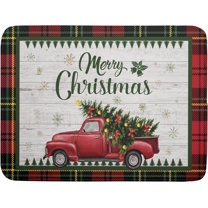 Winter Red Truck Dish Drying Mat 16x18 Inch Christmas Dish Drainer Mat for Kitchen Counter Merry Christmas Kitchen Mat Microfiber Absorbent Dish Drainer Mat Rack Pads Kitchen Holiday Accessories