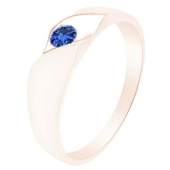 AFFY Simulated Blue Sapphire Solitaire Unisex Band Ring 14k Rose Gold Over Sterling Silver-8.5