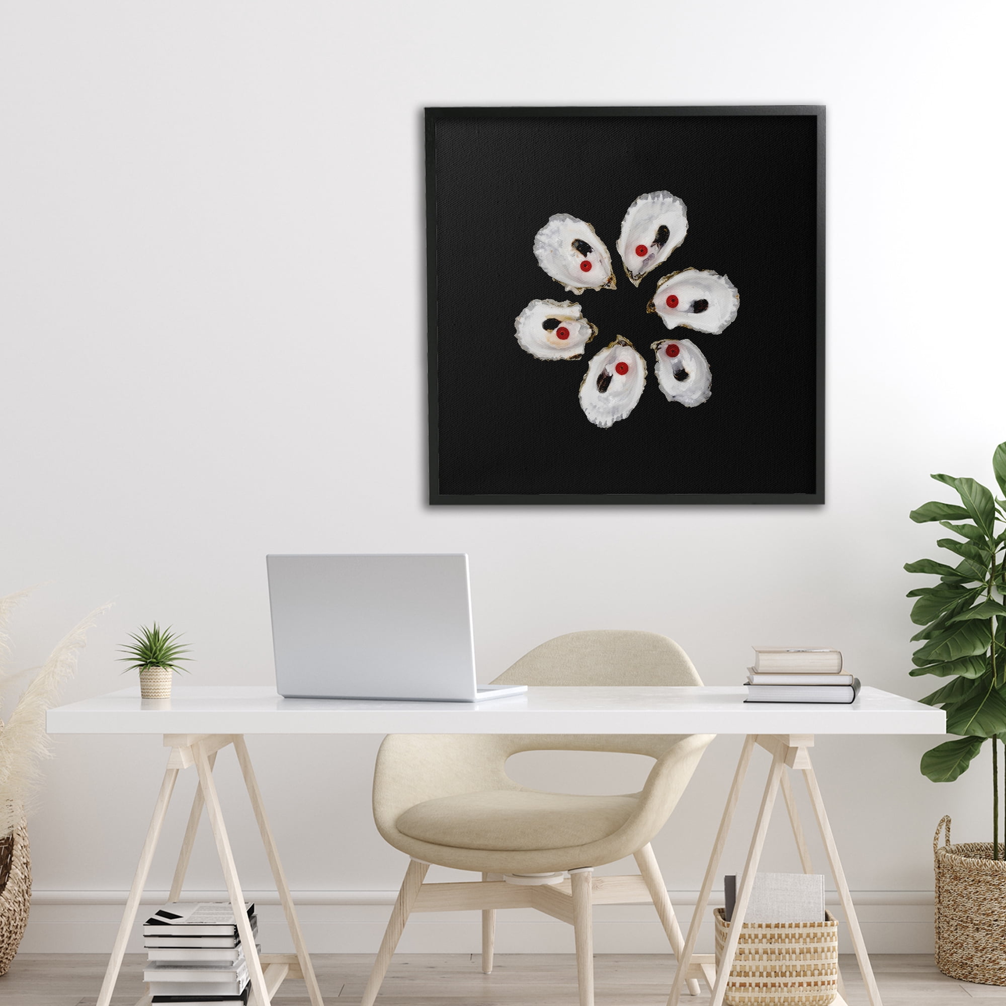 Stupell Industries Oyster Shells Symmetry Black Framed Giclee Art, design by Beth Adoette