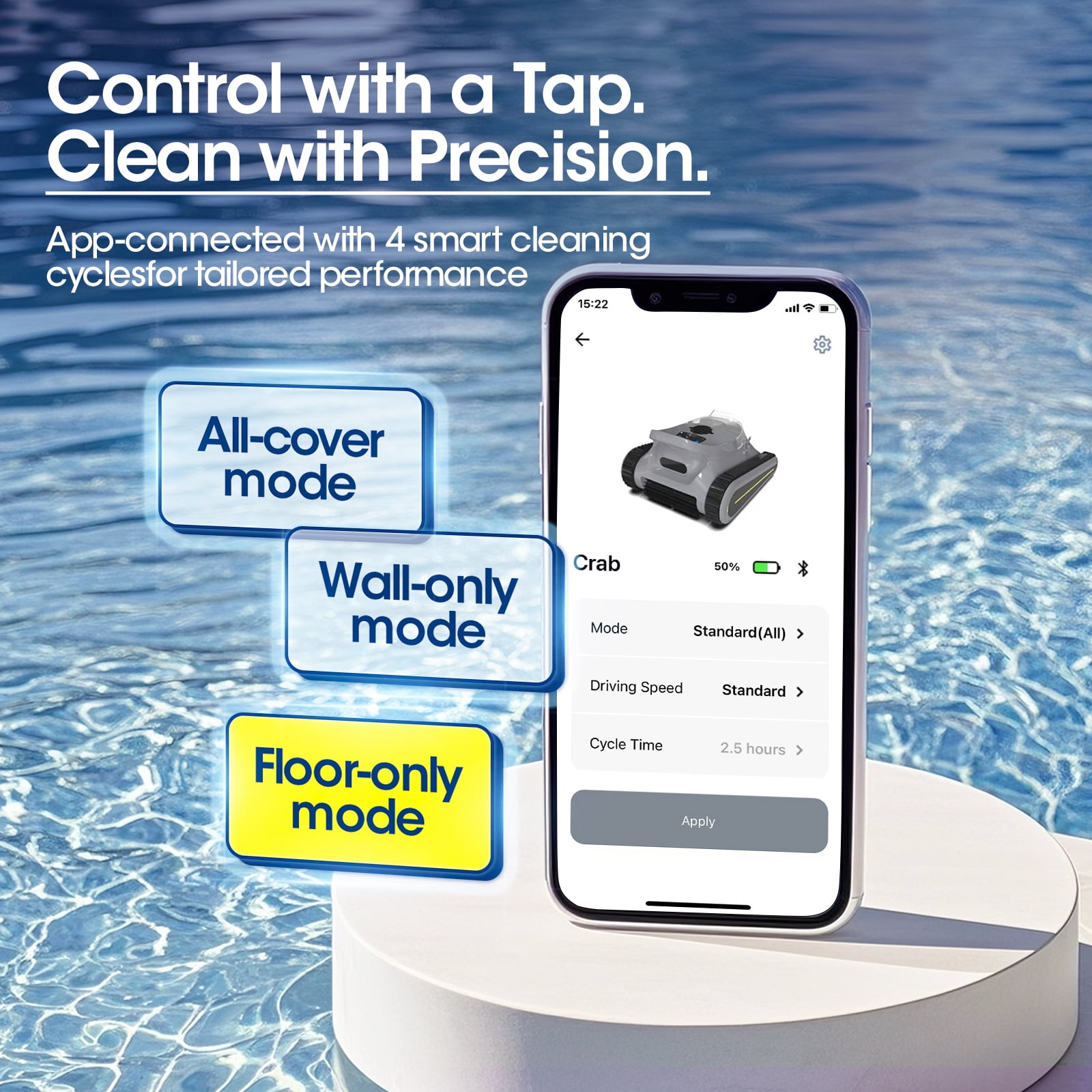 Seauto Cordless Robotic Pool Cleaner for In-Ground & Above-Ground Pools, 180W Dual-Drive, Wall & Waterline Cleaning, Sonar Navigation, 3 Cleaning Modes, Large Pool Coverage up to 2150 Sq. Ft.