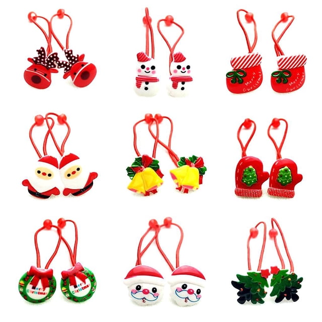 1 Pack Baby Girl Cute Christmas Cartoon Style Elastic Hair Rope Tree Santa Claus CRed