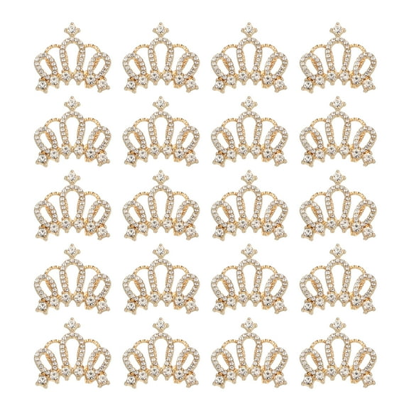 Uxcell 20Pcs Crown Charms, 1" x 0.95" Metal Rhinestone Crystal Crown Embellishments for DIY Decor, Gold Tone