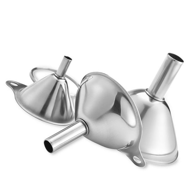 JUEGO DE EMBRUDOS DE COCINA DE ACERO INOXIDABLE, MINI EMBUDOS DE ACERO INOXIDABLE A PRUEBA DE FUGAS, Diseño Integrado de 3 piezas para botellas en miniatura
