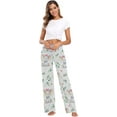 thumbnail image 6 of Women Pajama Pants Lounge Pants Long Stretch Comfy Sleepwear Cute Elephant Green Leaf, 6 of 7