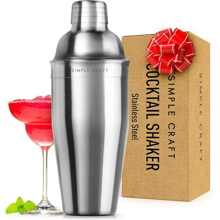 

Simple Craft 24oz Cocktail Shaker - Stainless Steel Professional Grade Martini Shaker and Strainer