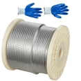 thumbnail image 1 of KFFKFF 1/4 Inch Wire Rope, 250 ft Length, Zinc Galvanized Carbon Steel Cable with Gloves, 7000 lbs Breaking Strength, 1 of 9