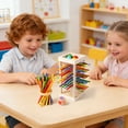 thumbnail image 3 of Wooden Board Games with Colorful Sticks Balls & Dice, Montessori Toys for Fine Motor Skills, Math Counting Educational Toys for 3-6 Years Old, Family Travel Operation Game, Tetragonal Prism Design, 3 of 8