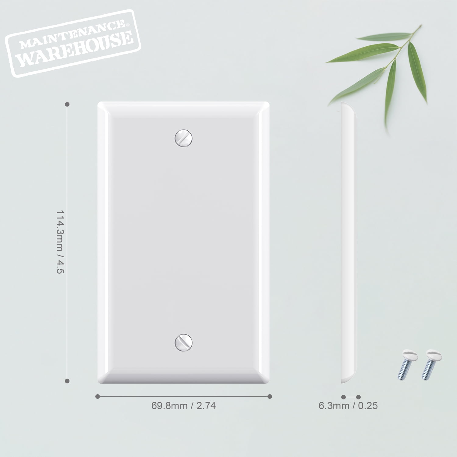 Hyper Tough Blank Outlet Wallplate, Covers Unused Electrical Boxes, Impact Resistant, Glossy Finish, White
