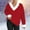Red, variant on AOOCHASLIY Christmas Tops Fashion Women Solid Long Sleeve V-Neck Hooded Top Sweatshirt