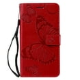 thumbnail image 2 of for iPhone 11 Wallet Case, Kickstand Case with Credit Card Holder, Embossed Butterfly Pattern with Strap Premium PU Leather Magnetic Closure Shockproof Protective Flip Cover 6.1", Red, 2 of 6