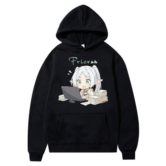 Frieren Beyond Journey's End Hoodie - Unisex Merch Graphic Pullover (Black/White)