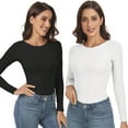 thumbnail image 2 of COOPLUS Womens Bodysuit Crew Neck Long Sleeve Bodysuit Tops Skin Friendly, 2 of 6