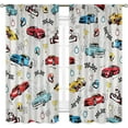thumbnail image 5 of Race Car Curtains for Kids Bedroom 42Wx63H Inch Rod Pocket Boys Curtains Cool Cartoon Red Blue Car Flag Art Printed Toddler Nursery Children Living Room Playroom Window Drapes Fabric 2 Panels, 5 of 5