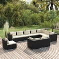 thumbnail image 1 of vidaXL 10 Piece Garden Lounge Set with Cushions Poly Rattan Black, 1 of 5