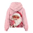 thumbnail image 4 of Women's Hooded Long Sleeve Christmas Printed Flannel Top Hooded Sweatshirt for Winter Comfort and Holiday Fashion,Pink,L, 4 of 7