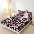 thumbnail image 4 of Feelyou Black Pink Bowknot Twin Sheet Sets, Kawaii Ribbon Cherry Bedding, 3-Piece, 4 of 7