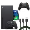 Microsoft Xbox Series X with Extra Controller, Holder mounts for Controllers and 10 ft Nylon Braided Dual USB C Charging Cable Limited Bundle