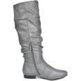 thumbnail image 3 of Dream Pairs Women's Platform Knee High Boots Fashion Suede/Pu Flat Pull On Fall Weather Slouchy Knee High Boots Blvd Grey/Pu Size 9.5, 3 of 3