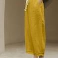 thumbnail image 7 of XPMWRP Women's Cotton Linen Wide Leg Palazzo Lounge Cropped Pants Lightweight Drawstring Waist Harem Capri Pants with Pockets Yellow L, 7 of 7