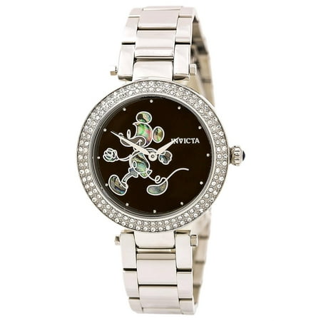 Black Bezel Watch - Invicta 23780 Women's Disney Crystal Bezel Black Dial Stainless Steel Bracelet Watch