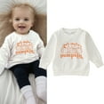thumbnail image 4 of Gubotare Boys Sweatshirts Long Sleeve Letter Cartoon Pumpkin Printed T Shirt Pullover Tops Clothes,White 2-3 Years, 4 of 5