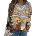 thumbnail image 5 of Qiopertar Mode Femmes Imprimé Col Rond Pull Tops Manches Longues Blouse Confortable Chandail en Molleton Offres de la Semaine Liquidation Moins de 5$ jusqu'à 90 % de Réduction, 5 of 5