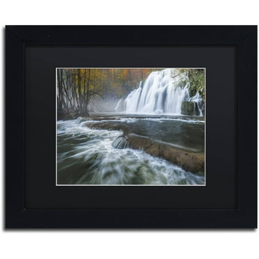 Trademark Fine Art "Waterfalls of Tufs in Jura" Canvas Art by Mathieu Rivrin, Black Matte, Black Frame