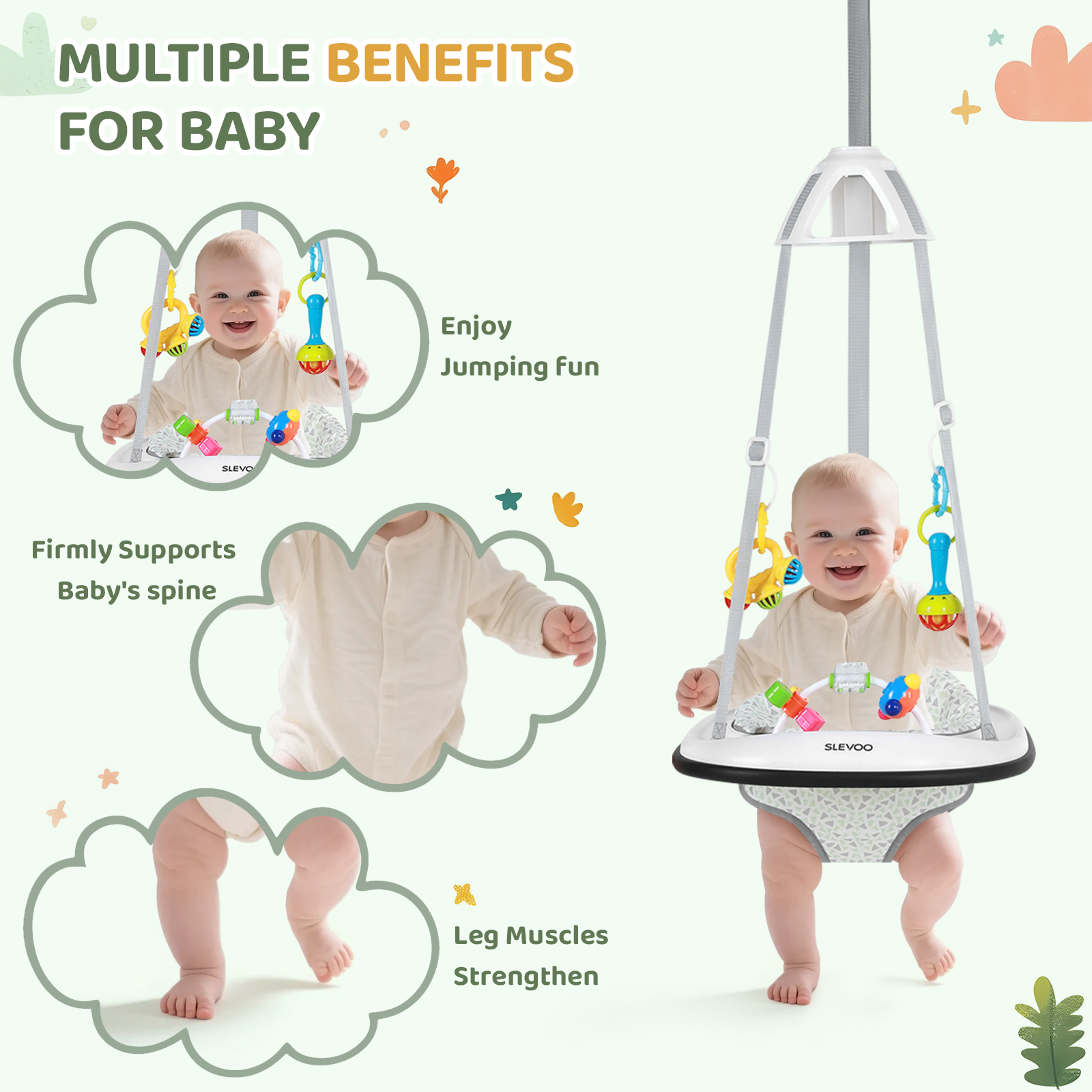 Slevoo Baby Doorway Jumper Bouncer with Play Tray and Bumper photo 4