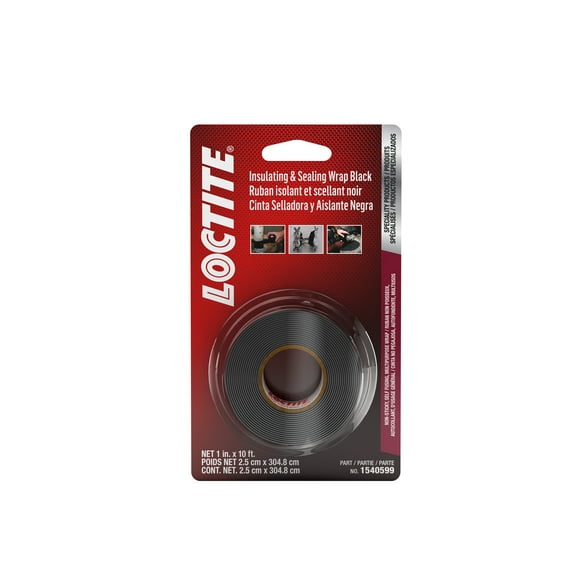 Loctite 1540599 Multi Purpose Tape Used For Jumper Cable Grip/Insulating/ Emergency Hose Repair/ Exhaust Wrap/ Tool Handles; 1 Inch x 10 Foot Roll; Black
