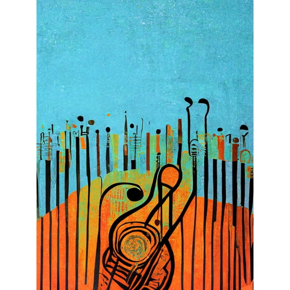 Conceptual Modern Abstract Musician On Stage Piano Unframed Wall Art Print Poster Home Decor
