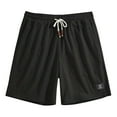 thumbnail image 2 of Nestiefly Men's Flat Front Shorts Waffle Knit Elastic Waist Above Knee Going Out Board Shorts Jacquard Texture High Waisted Drawstring Cargo Above Knee Shorts with Pockets Black M, 2 of 5