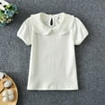 thumbnail image 2 of Gubotare Baby Shirts Toddler Girl T-Shirts Ruffle Short Sleeve Baby Girls Top Basic Solid Ribbed Knite Casual Tees for Little Kid Size 12 18 Months (White,12-18 Months), 2 of 4