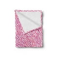 thumbnail image 2 of Pink Zebra Soft Flannel Fleece Blanket, Curved Wild Wavy Line Stripe Formless Funky Groovy Boho Tribal Culture, Cozy Plush for Indoor and Outdoor Use, 50" x 70", Fuchsia Pink White, by Ambesonne, 2 of 5