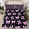 thumbnail image 2 of Feelyou Fashion Bow-tie Kids Full Size Sheets, Black Purple Cartoon Bed Sheets, 4-Piece, 2 of 7