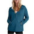 thumbnail image 2 of Pxxlle Womens Hoodies Casual Half Zip Fall Sweatshirts with Hood Loose Fit Long Sleeve Hooded Pullover Solid Color Workout Sweatshirt with Pockets Blue L, 2 of 10